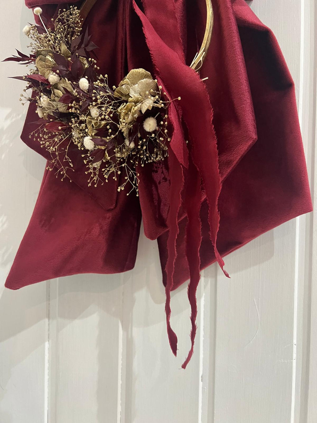 DOPPIO FIOCCO IN VELLUTO CON GHIRLANDA - PEZZO UNICO