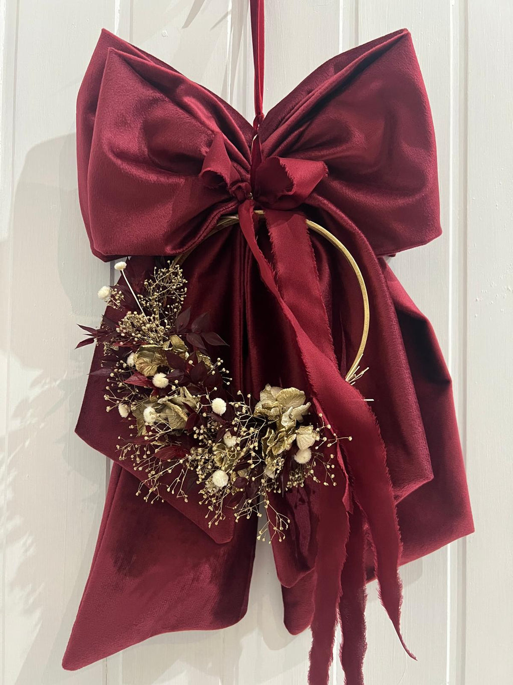 DOPPIO FIOCCO IN VELLUTO CON GHIRLANDA - PEZZO UNICO