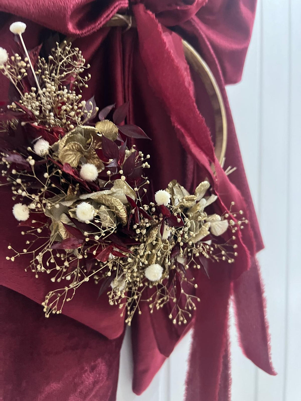 DOPPIO FIOCCO IN VELLUTO CON GHIRLANDA - PEZZO UNICO