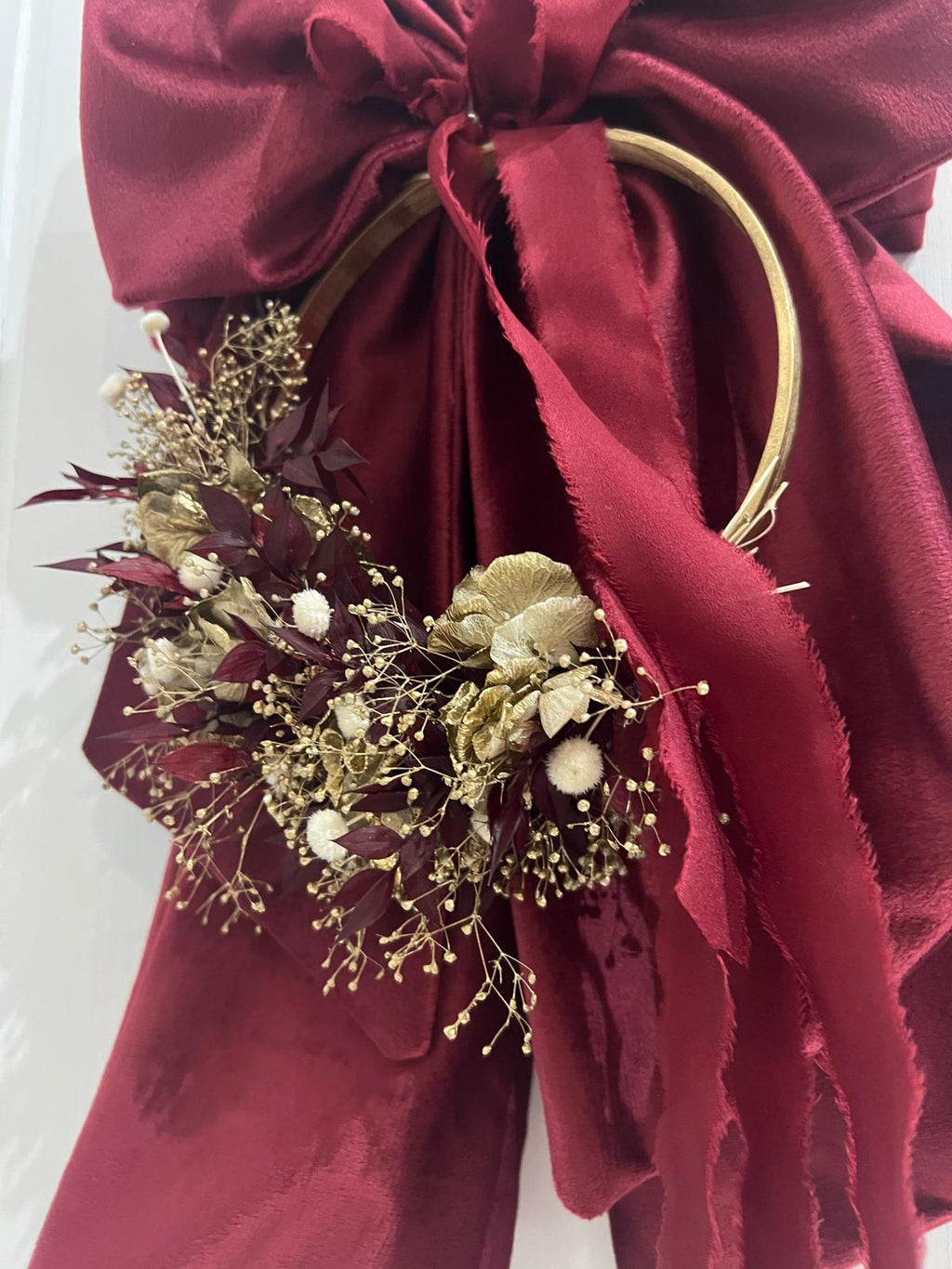 DOPPIO FIOCCO IN VELLUTO CON GHIRLANDA - PEZZO UNICO