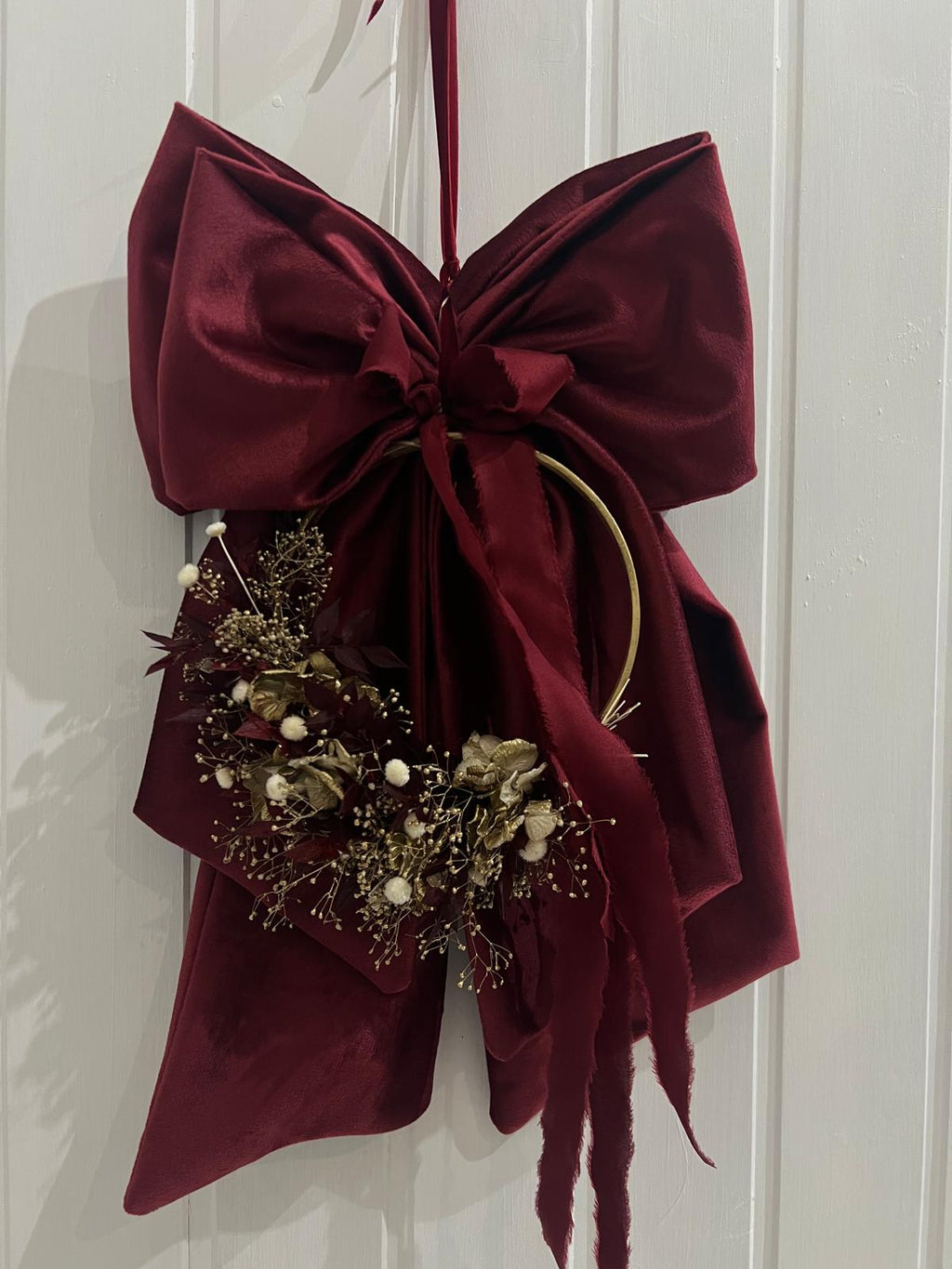 DOPPIO FIOCCO IN VELLUTO CON GHIRLANDA - PEZZO UNICO